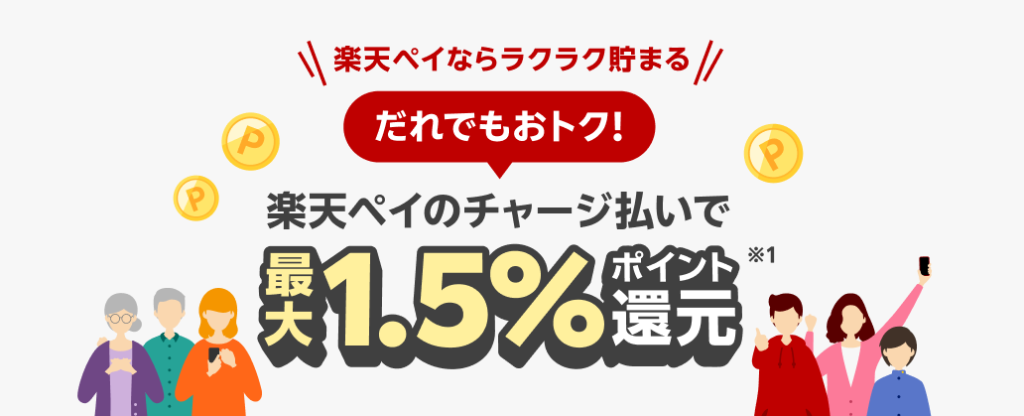 楽天ペイ　チャージ払い1.5％還元