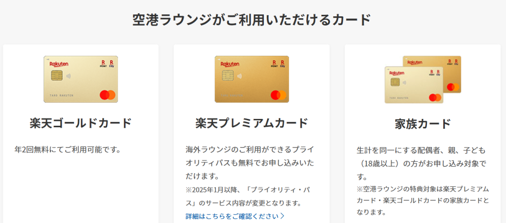 空港ラウンジを利用できる楽天カード